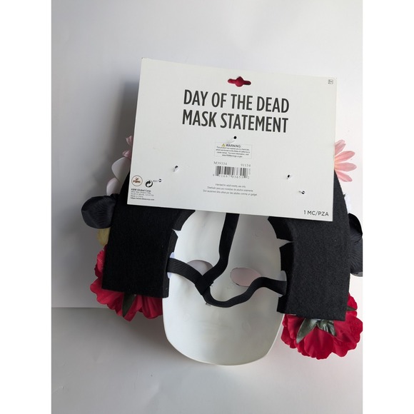 Day of the Dead Face Mask Floral Headband Molded Hard Plastic - Picture 9 of 13